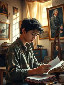L'artista perspectiva la història, estalviant amb enginy.
